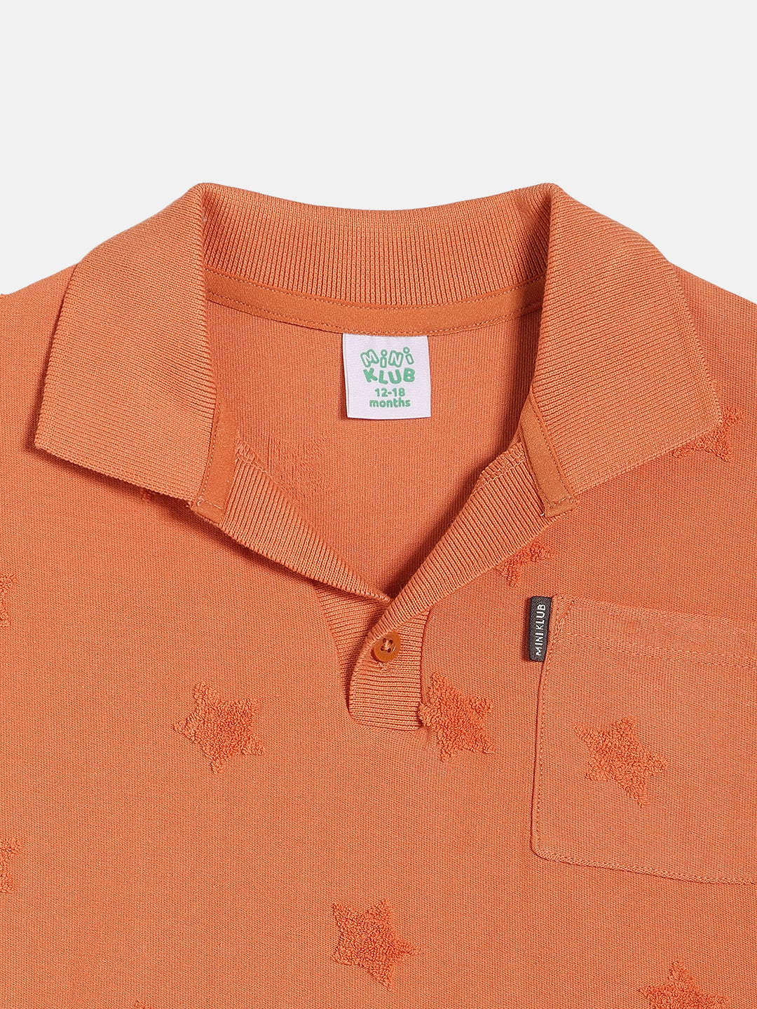 Baby Boys Star Textured Polo T-Shirt with Shorts Set, Rust Orange