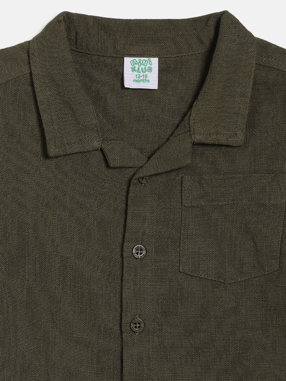 Baby Boys Solid Shirt with Shorts Set, Olive Green