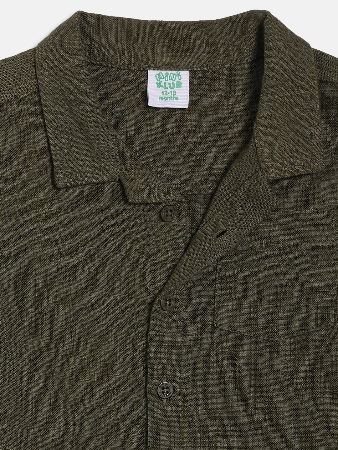 Baby Boys Solid Shirt with Shorts Set, Olive Green