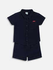 Baby Boys Solid Shirt with Shorts Set, Navy Blue