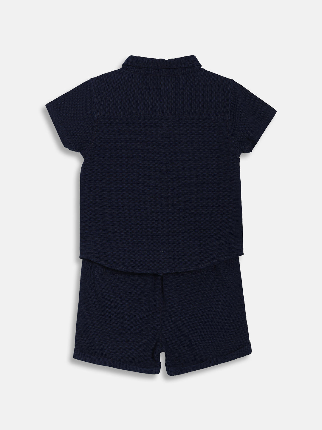 Baby Boys Solid Shirt with Shorts Set, Navy Blue