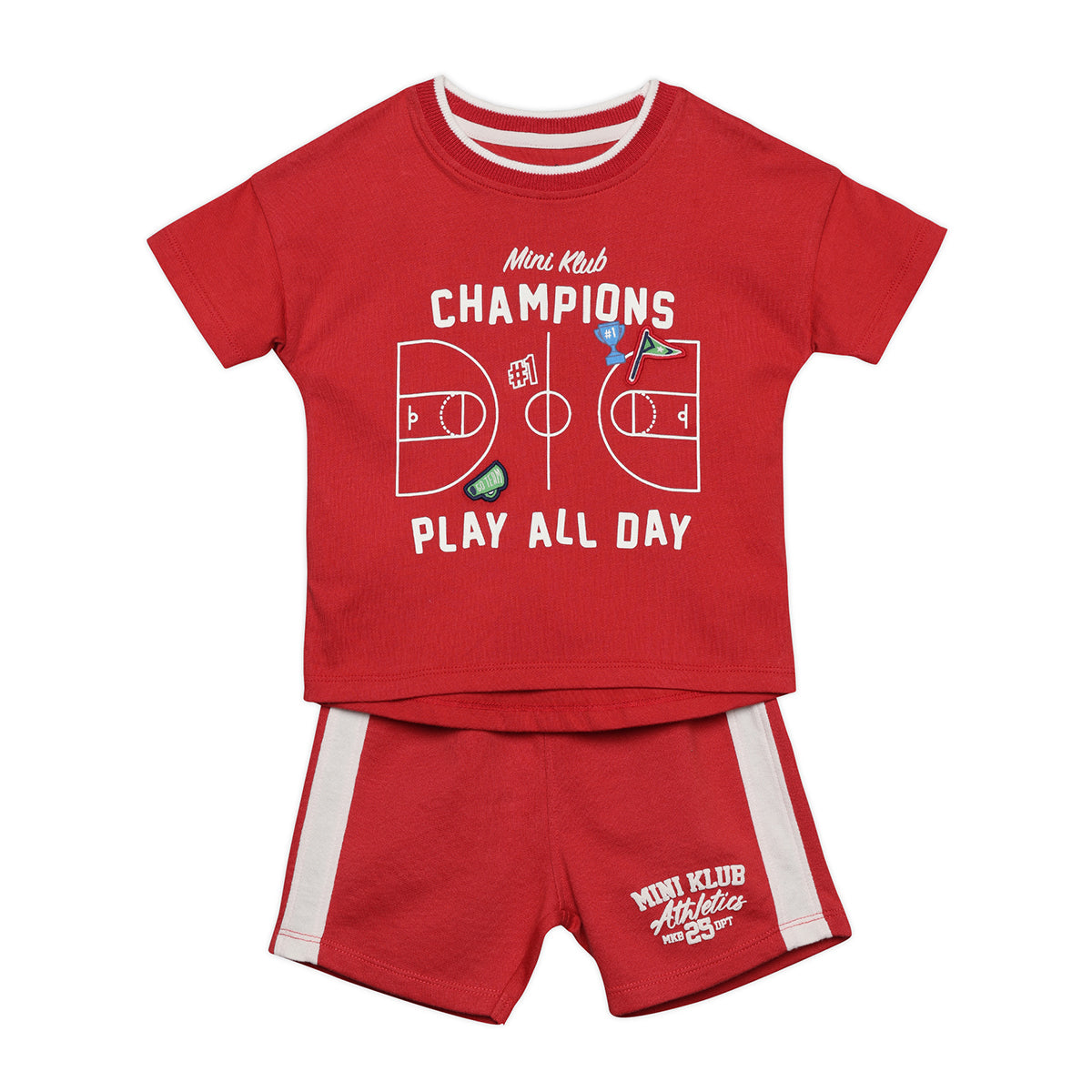 Baby Boys Graphic Print T-shirt and Shorts Set, Red
