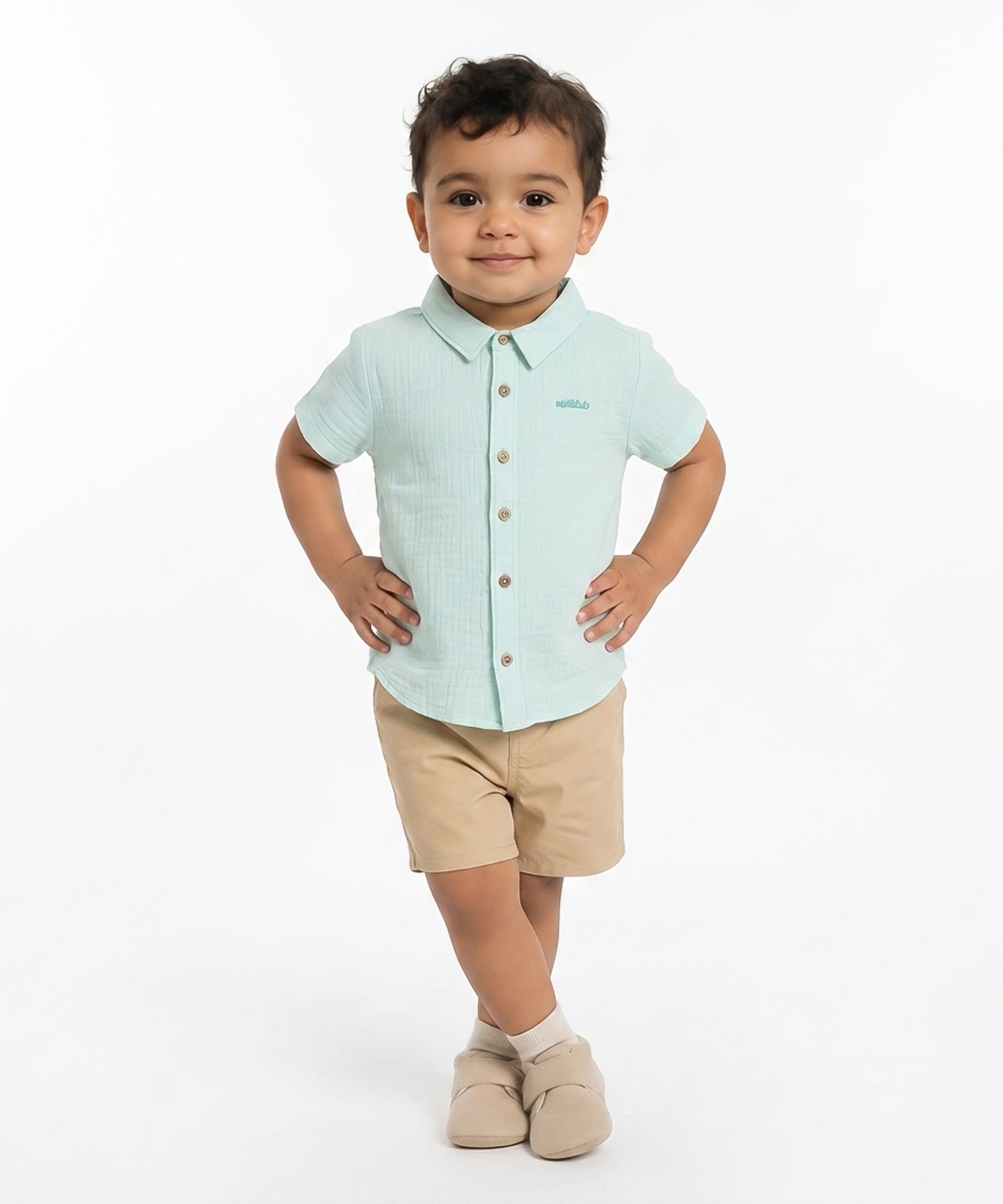 Baby Boys Solid Twill Shorts, Beige