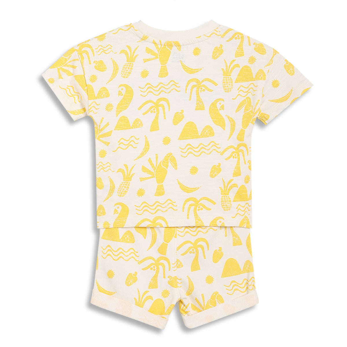 Baby Boys Tropical Print T-Shirt and Shorts Set, Cream and Yellow