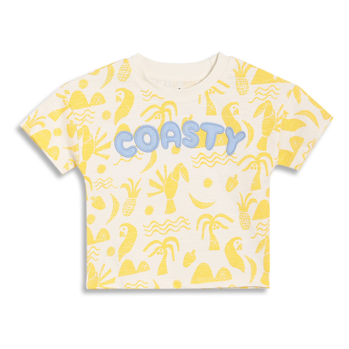 Baby Boys Tropical Print T-Shirt and Shorts Set, Cream and Yellow