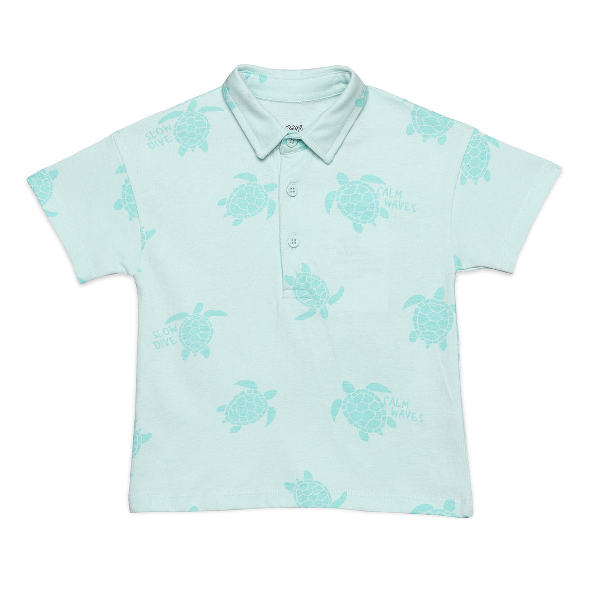 Baby BoysAll Over Turtle Print Polo and Shorts Set, Mint Green