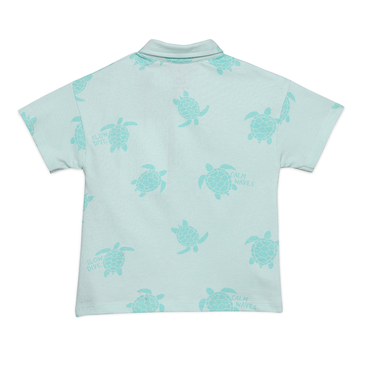 Baby BoysAll Over Turtle Print Polo and Shorts Set, Mint Green
