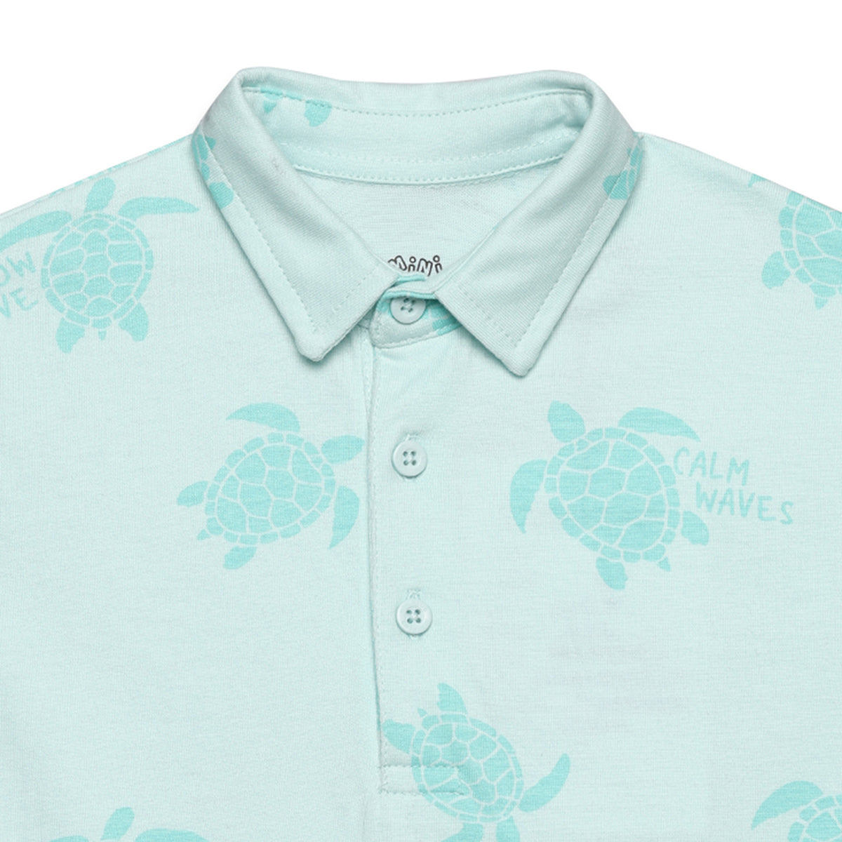 Baby BoysAll Over Turtle Print Polo and Shorts Set, Mint Green