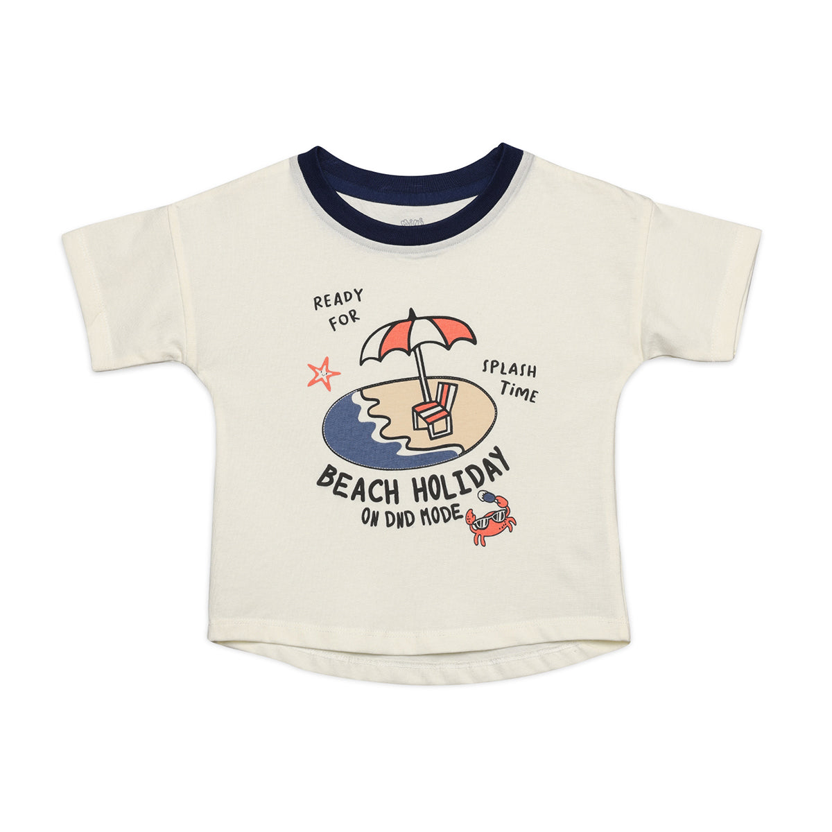 Baby Boys Graphic Print T-Shirt and Shorts Set, Cream and Navy