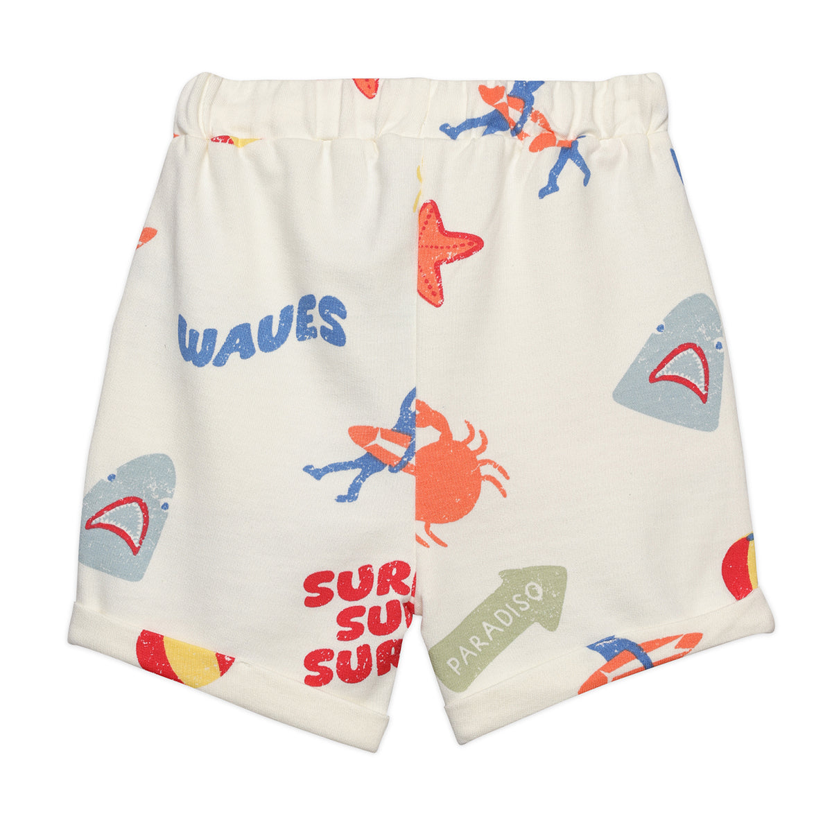 Boys All Over Surf Print Polo and Shorts Set, Cream Multi