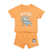 Baby Boys Surf Themed Graphic T-Shirt and Shorts Set, Orange