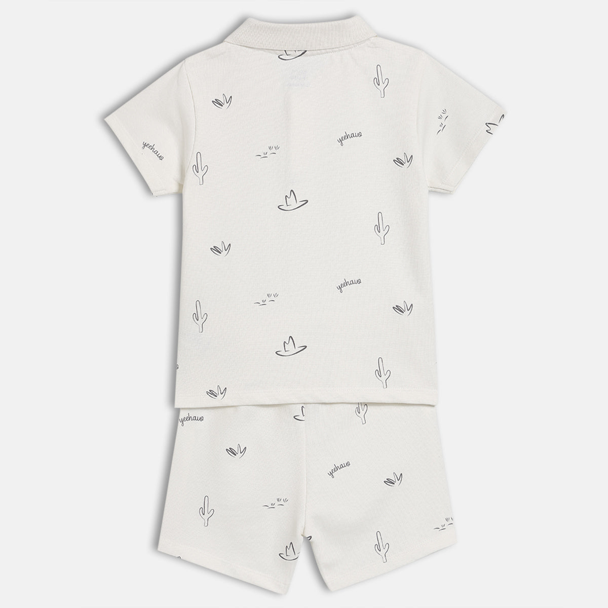 Baby Boys Printed Polo T-shirt and Shorts Set, Off White