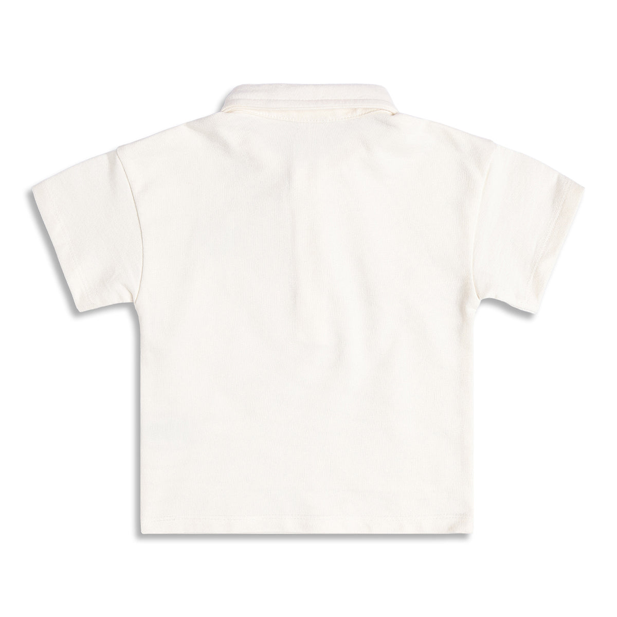 Boys Polo T-Shirt And Striped Shorts Set, Off White and Blue