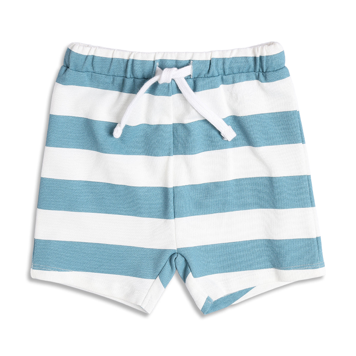 Boys Polo T-Shirt And Striped Shorts Set, Off White and Blue