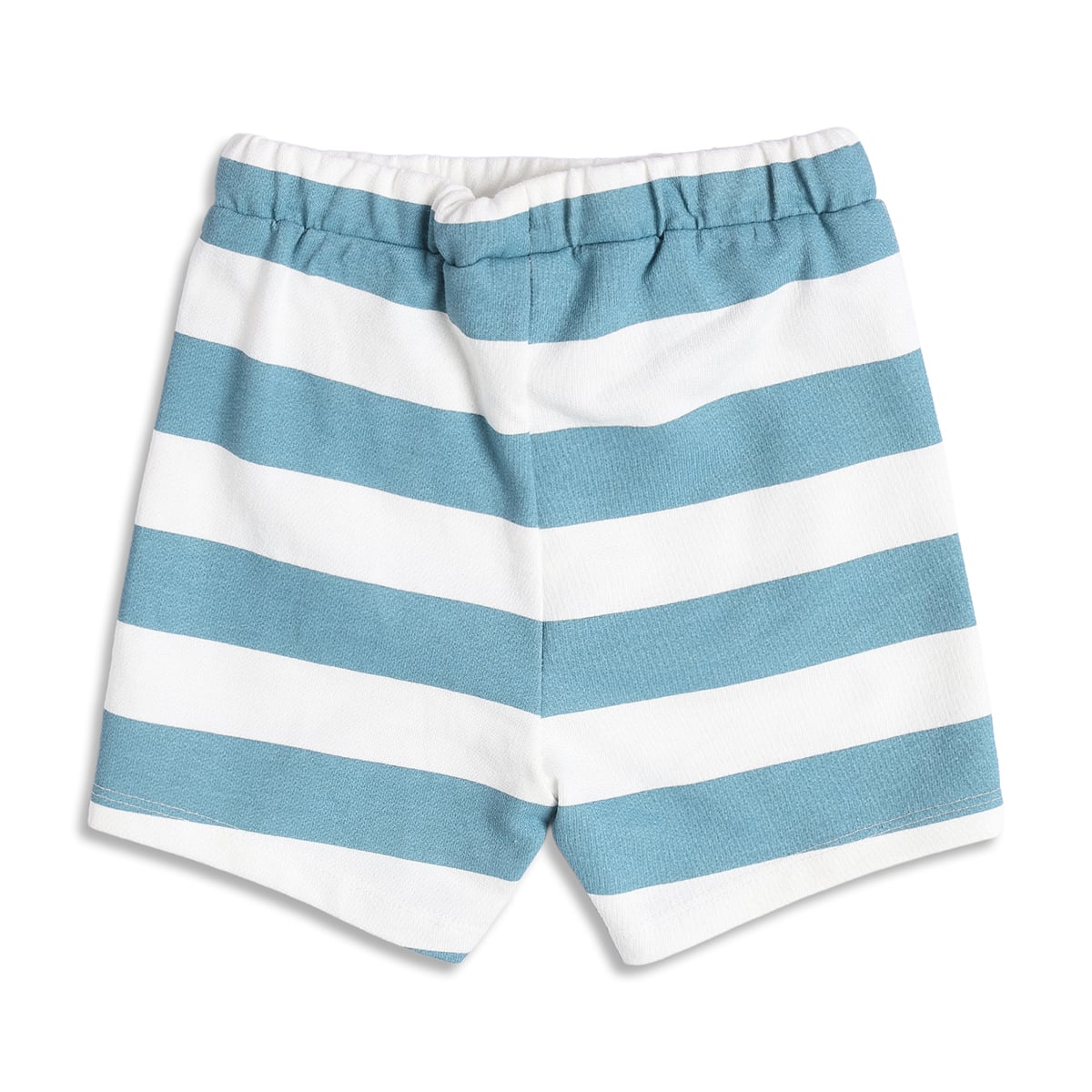 Boys Polo T-Shirt And Striped Shorts Set, Off White and Blue