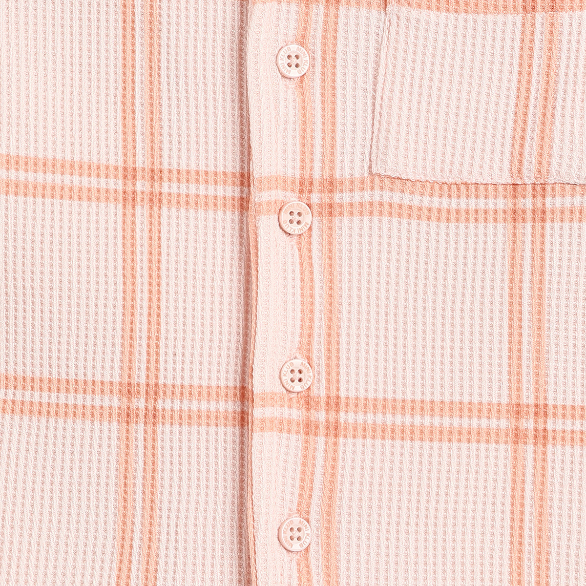 Baby Boys Peach Checked Top and Bottom Set Regular Fit Casual Co-ord Set