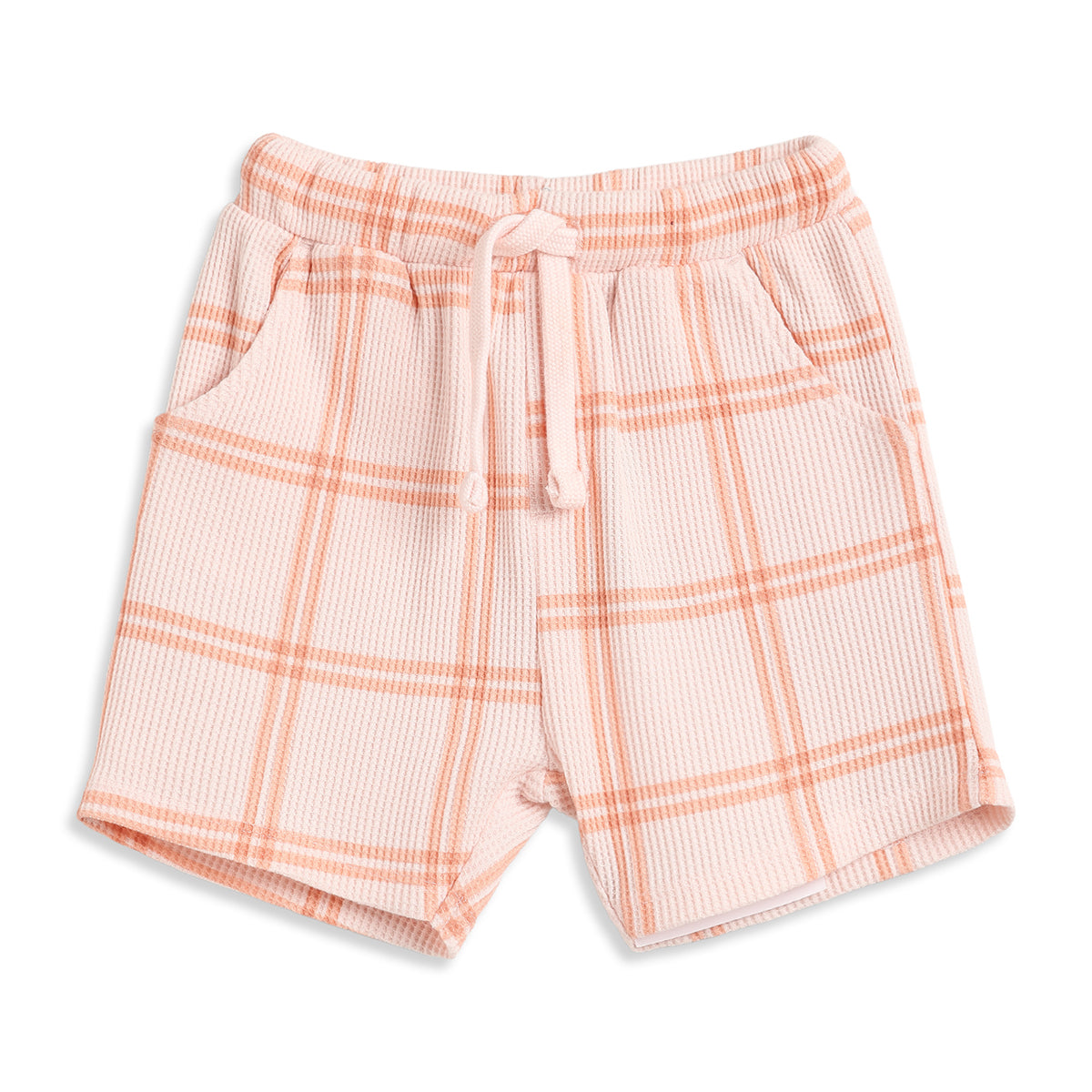Baby Boys Peach Checked Top and Bottom Set Regular Fit Casual Co-ord Set