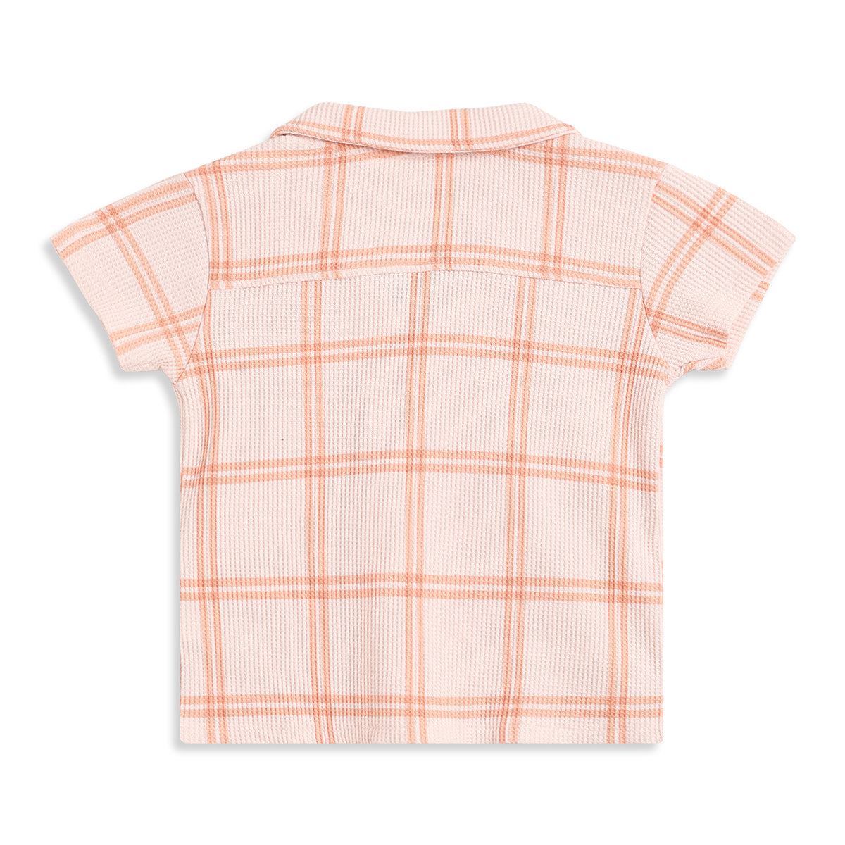 Baby Boys Peach Checked Top and Bottom Set Regular Fit Casual Co-ord Set