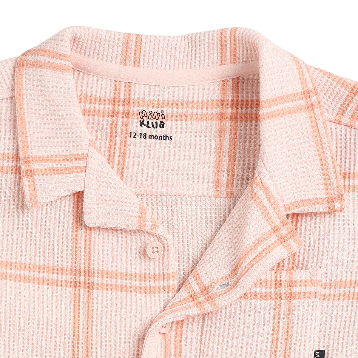 Baby Boys Peach Checked Top and Bottom Set Regular Fit Casual Co-ord Set