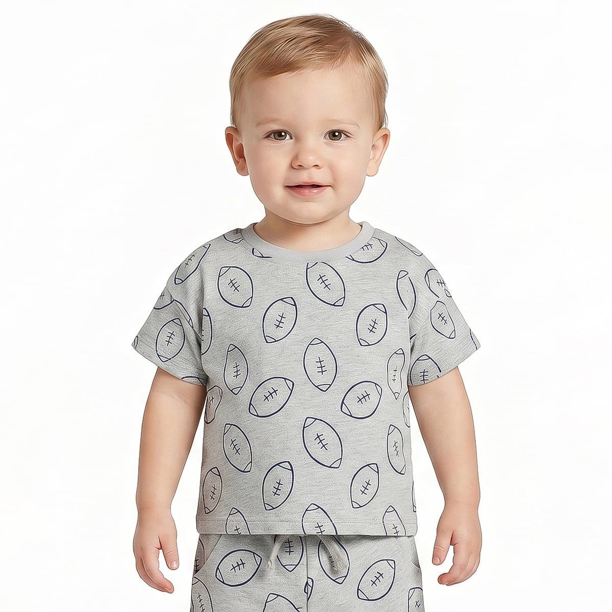 Baby Boys Grey Cotton T-Shirt and Shorts Set Regular Fit Casual Kids Co-ord Set