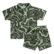 Baby Boys Green Cotton T-Shirt and Shorts Set Regular Fit Casual Kids Set