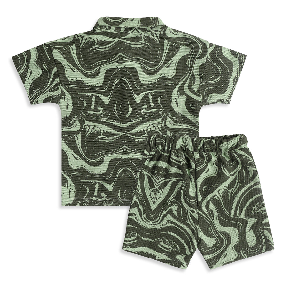 Baby Boys Green Cotton T-Shirt and Shorts Set Regular Fit Casual Kids Set