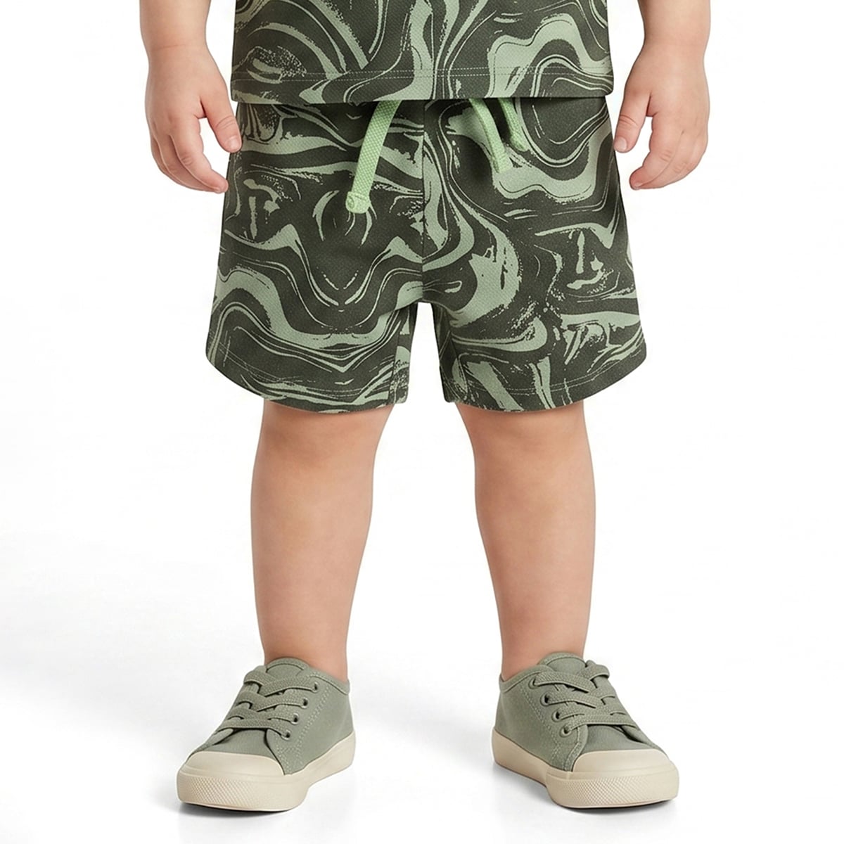 Baby Boys Green Cotton T-Shirt and Shorts Set Regular Fit Casual Kids Set