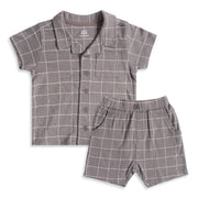 Baby Boys Grey Cotton Shirt and Shorts Set Regular Fit Casual Kids Set