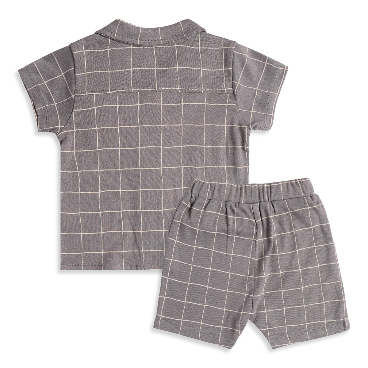 Baby Boys Grey Cotton Shirt and Shorts Set Regular Fit Casual Kids Set