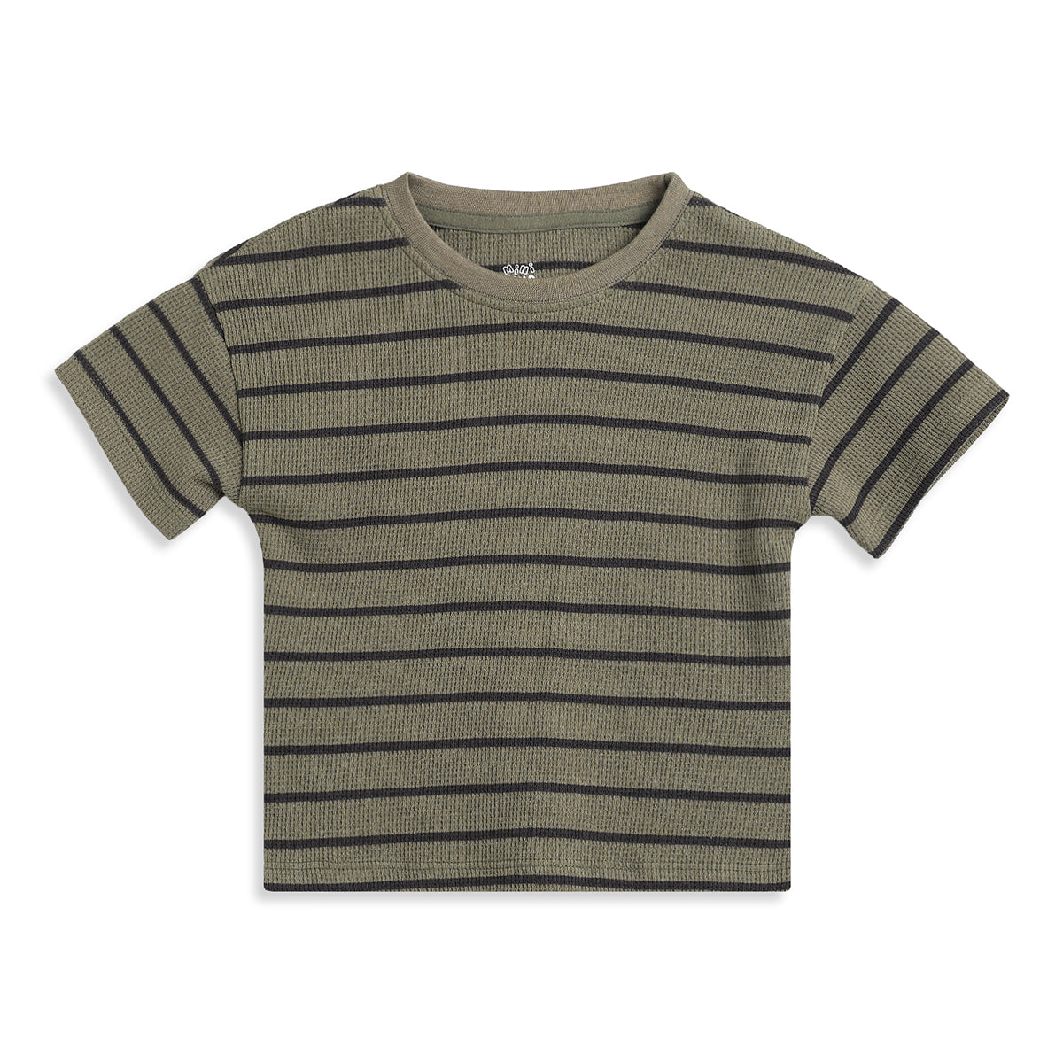 Baby Boys Olive Striped T-Shirt and Shorts Set Regular Fit Casual Co-ord Set