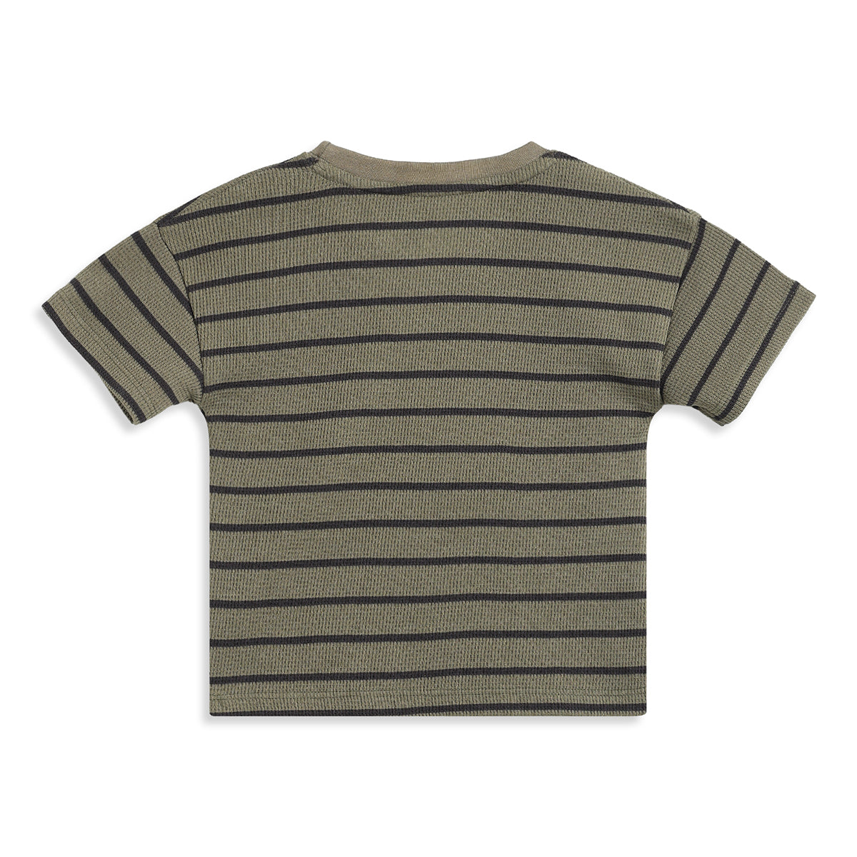 Baby Boys Olive Striped T-Shirt and Shorts Set Regular Fit Casual Co-ord Set