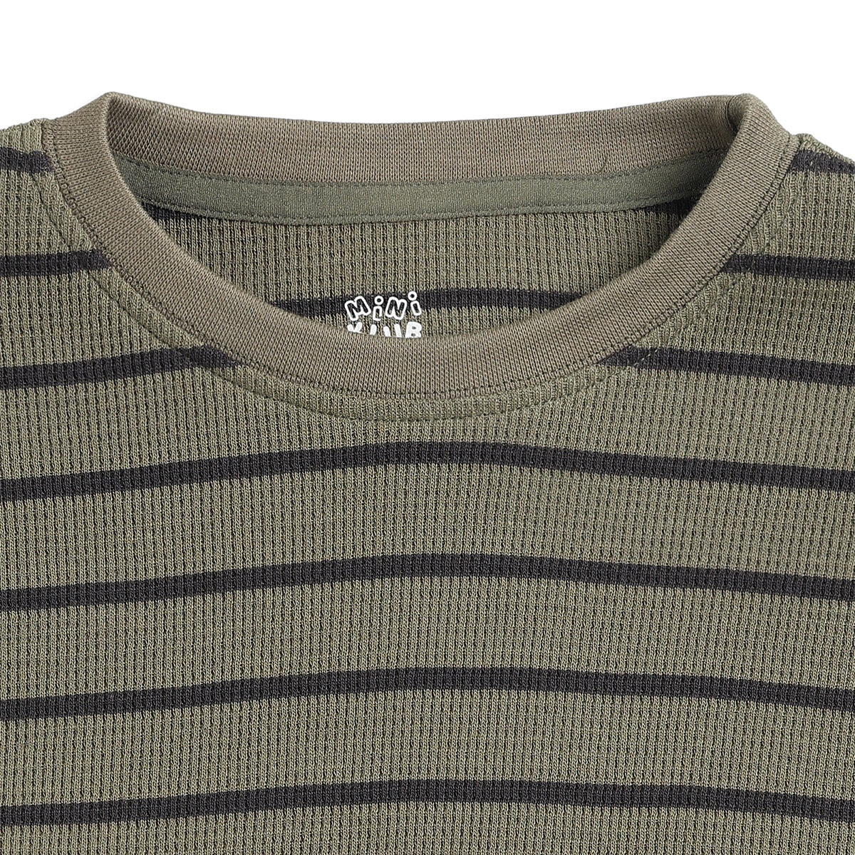 Baby Boys Olive Striped T-Shirt and Shorts Set Regular Fit Casual Co-ord Set