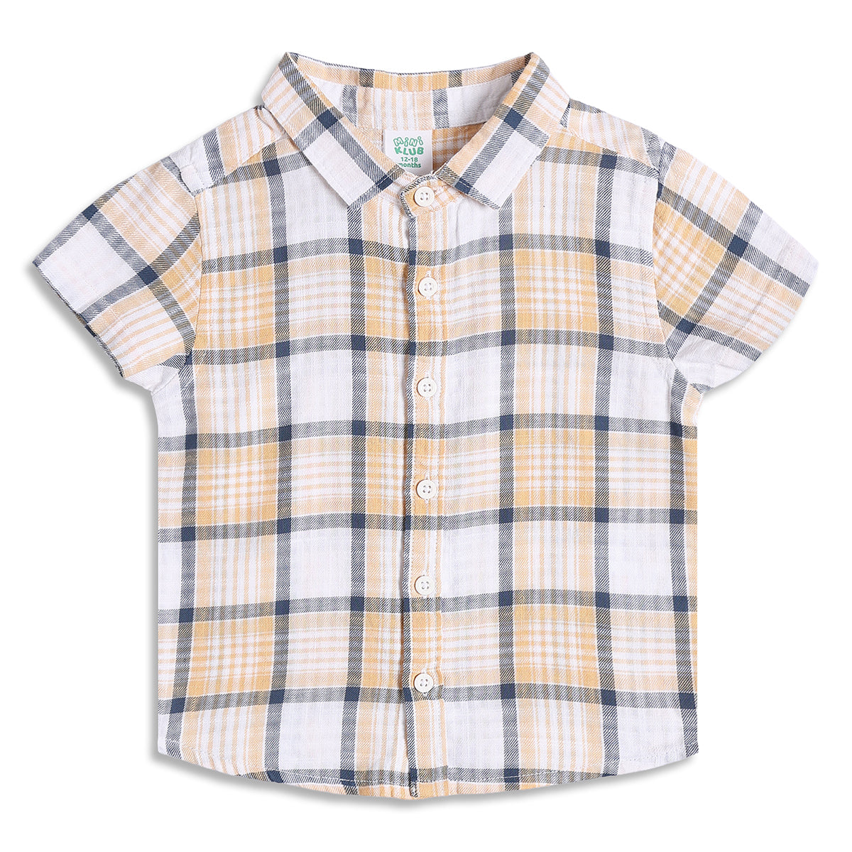 Kids Boys Yellow Checked Cotton Shirt and Shorts Co-ord Set