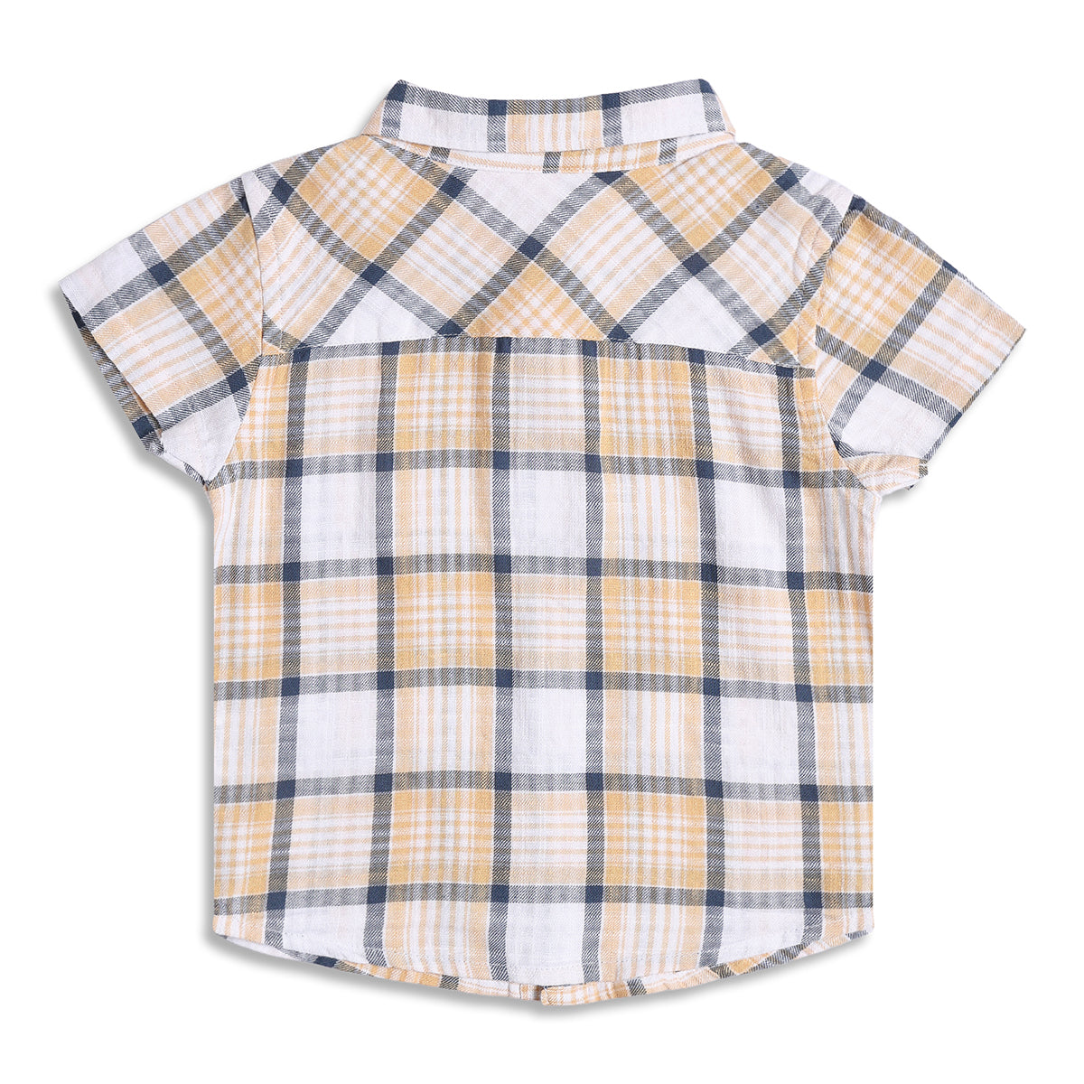 Kids Boys Yellow Checked Cotton Shirt and Shorts Co-ord Set