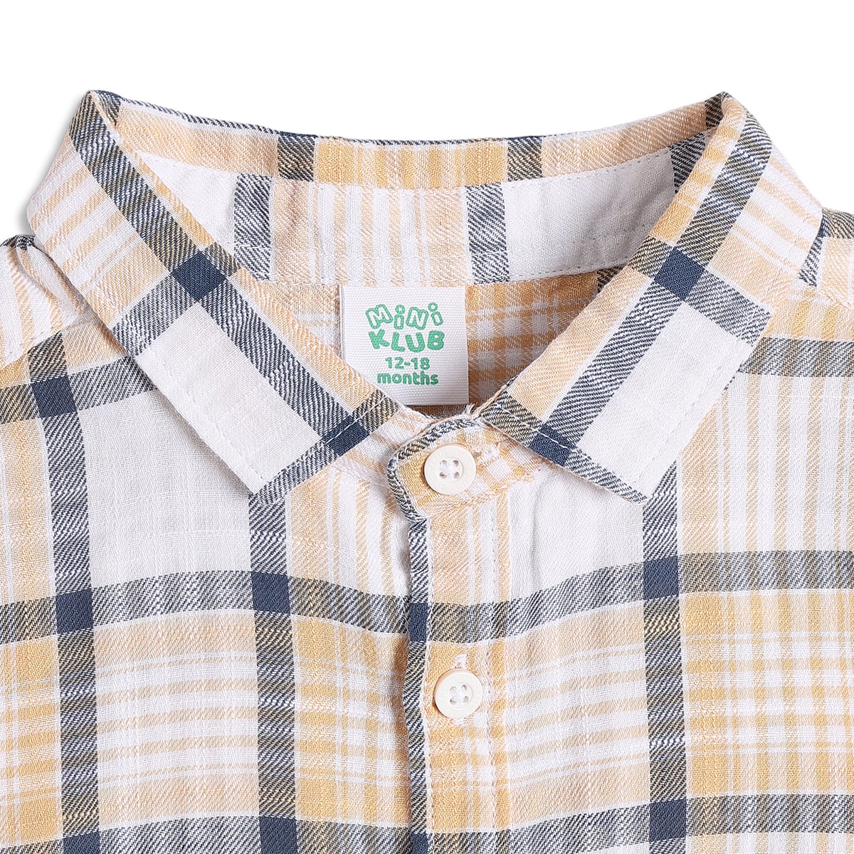 Baby Boys Yellow Checked Cotton Shirt and Shorts Set Regular Fit Casual Kids Co-ord Set