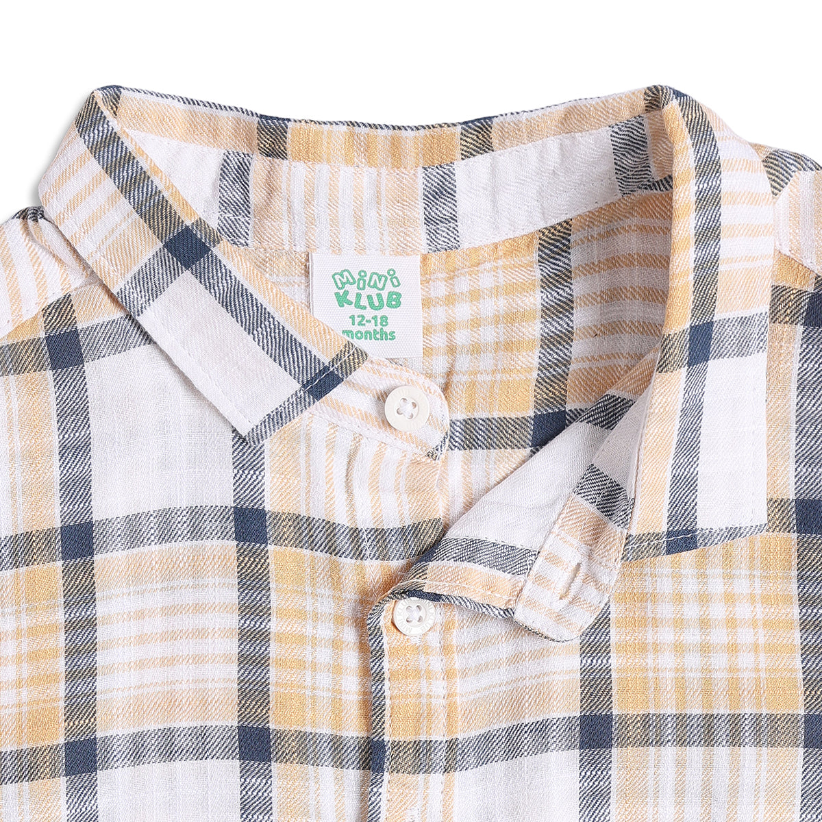 Kids Boys Yellow Checked Cotton Shirt and Shorts Co-ord Set