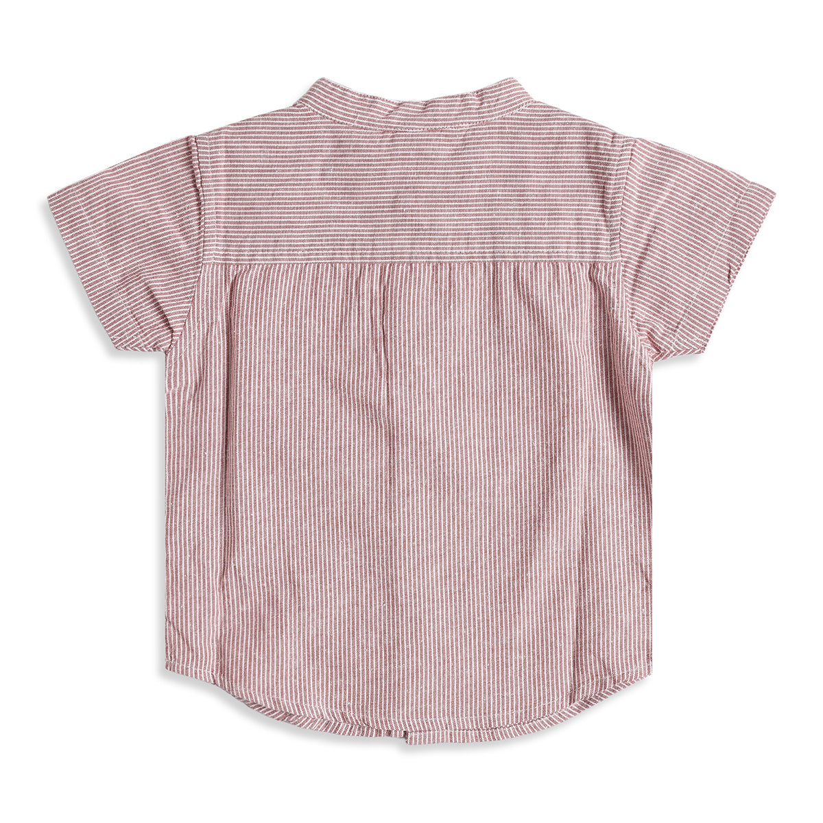 Baby Boys Pink Striped Mandarin Collar Shirt and Brown Shorts Regular Fit Casual Clothing Set