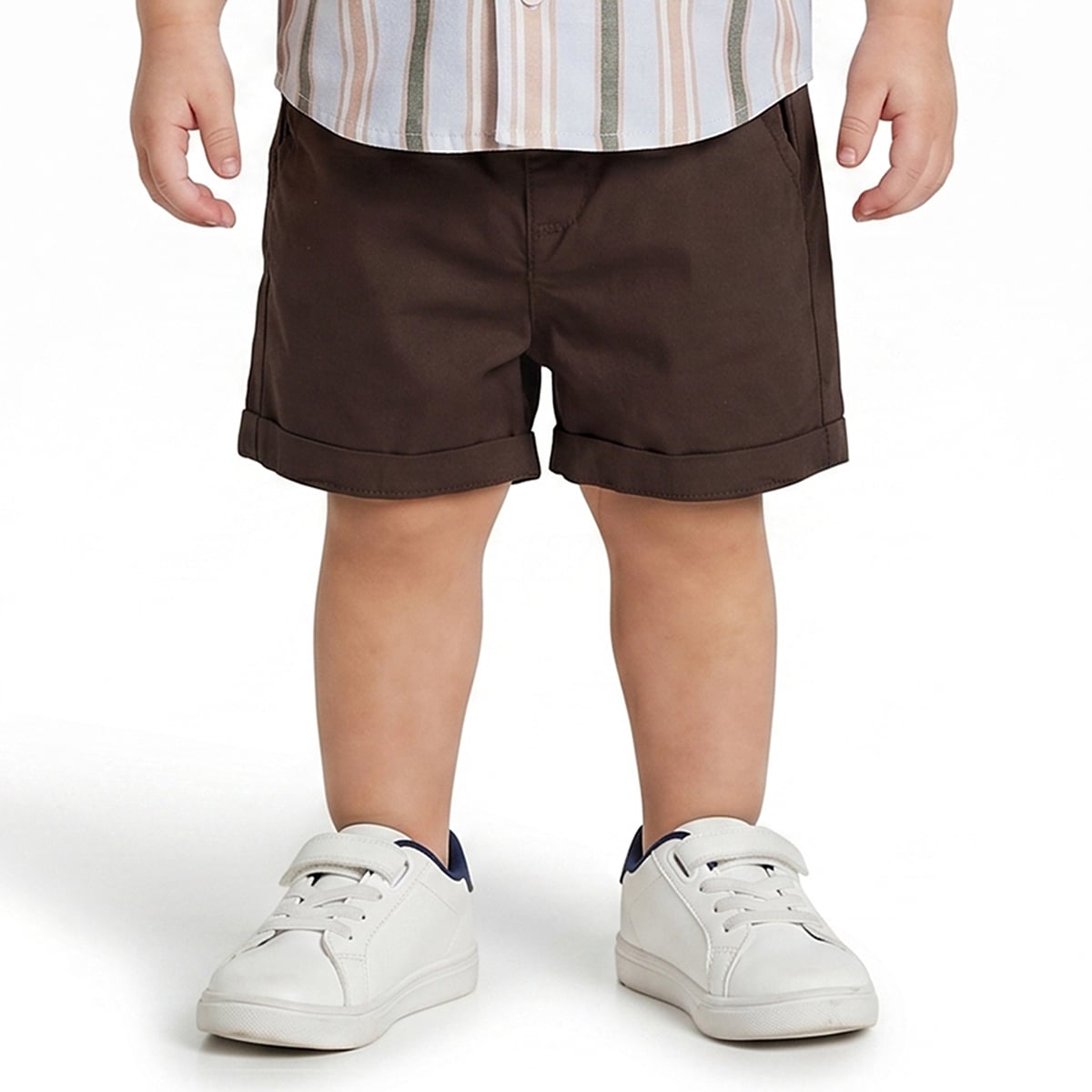 Baby Boys Blue Striped Cotton Shirt and Shorts Set Regular Fit Casual Kids Top and Bottom Set