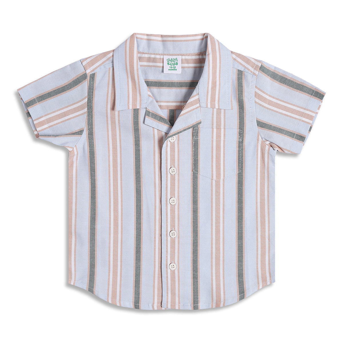 Baby Boys Blue Striped Cotton Shirt and Shorts Set Regular Fit Casual Kids Top and Bottom Set
