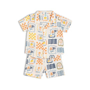 Baby Boys Cream Cotton Printed Shirt and Shorts Set Regular Fit Casual Wear
