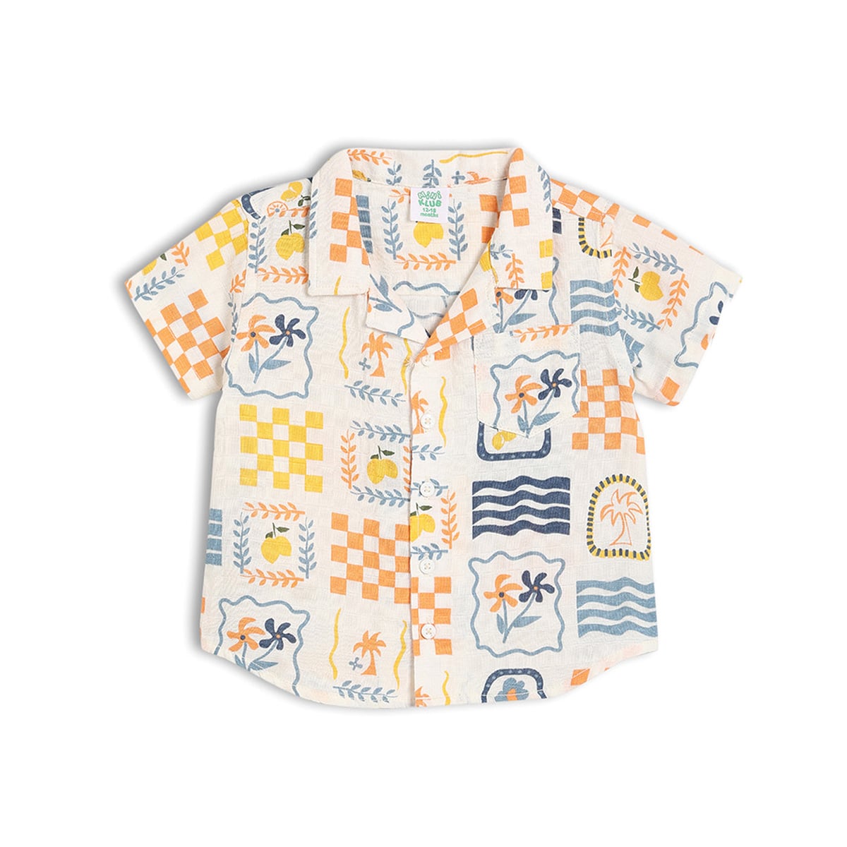 Baby Boys Cream Cotton Printed Shirt and Shorts Set Regular Fit Casual Wear