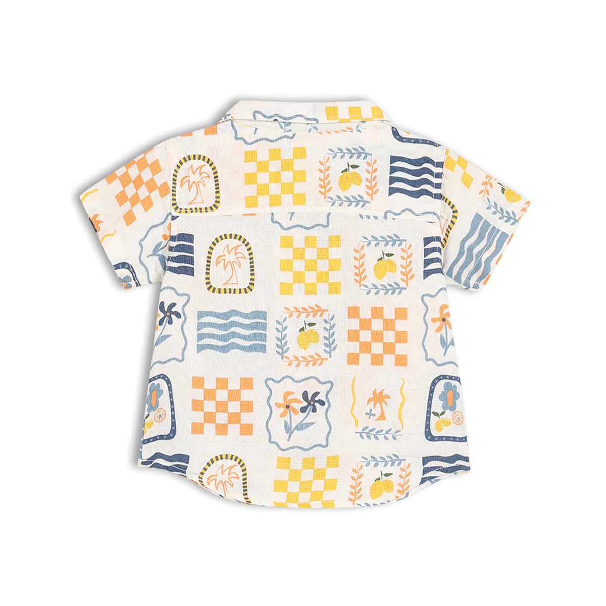 Baby Boys Cream Cotton Printed Shirt and Shorts Set Regular Fit Casual Wear