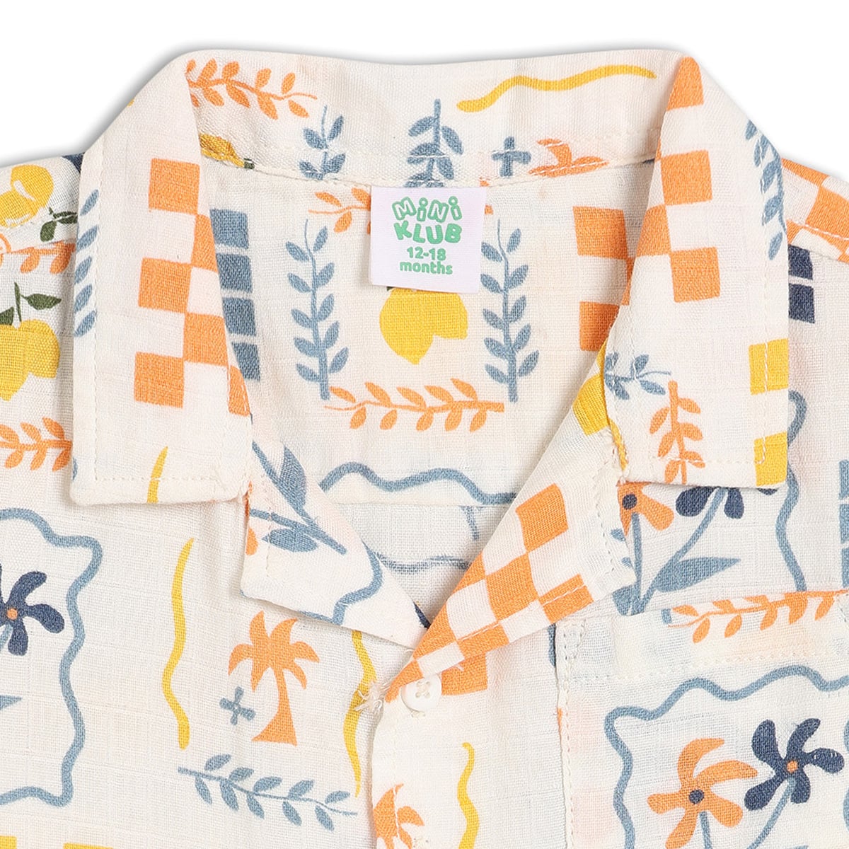 Baby Boys Cream Cotton Printed Shirt and Shorts Set Regular Fit Casual Wear
