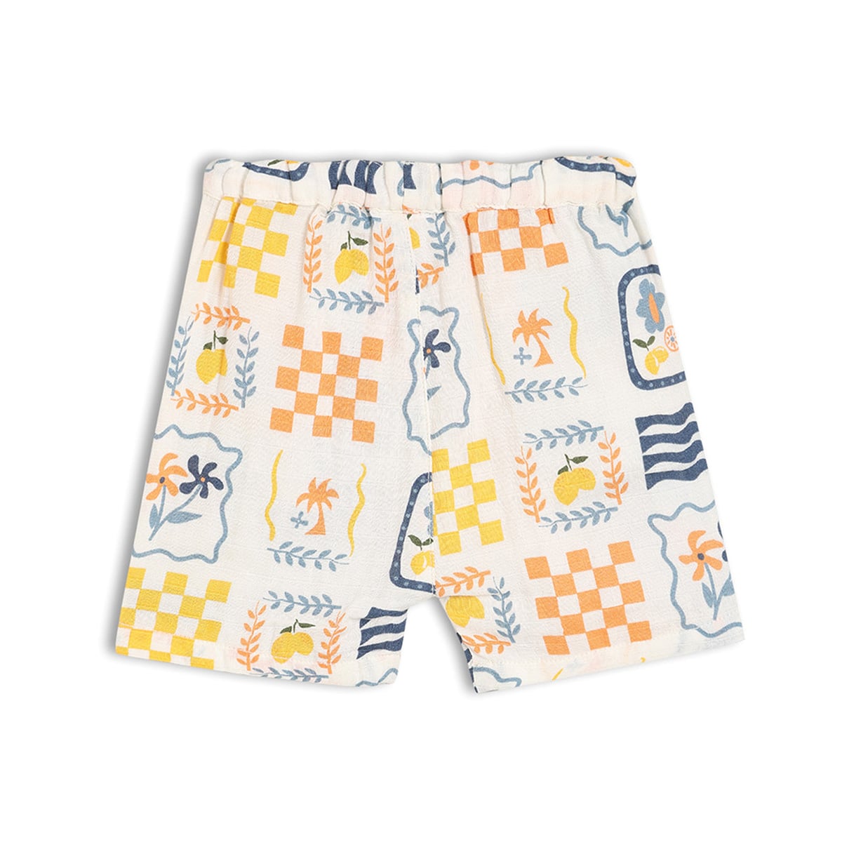 Baby Boys Cream Cotton Printed Shirt and Shorts Set Regular Fit Casual Wear