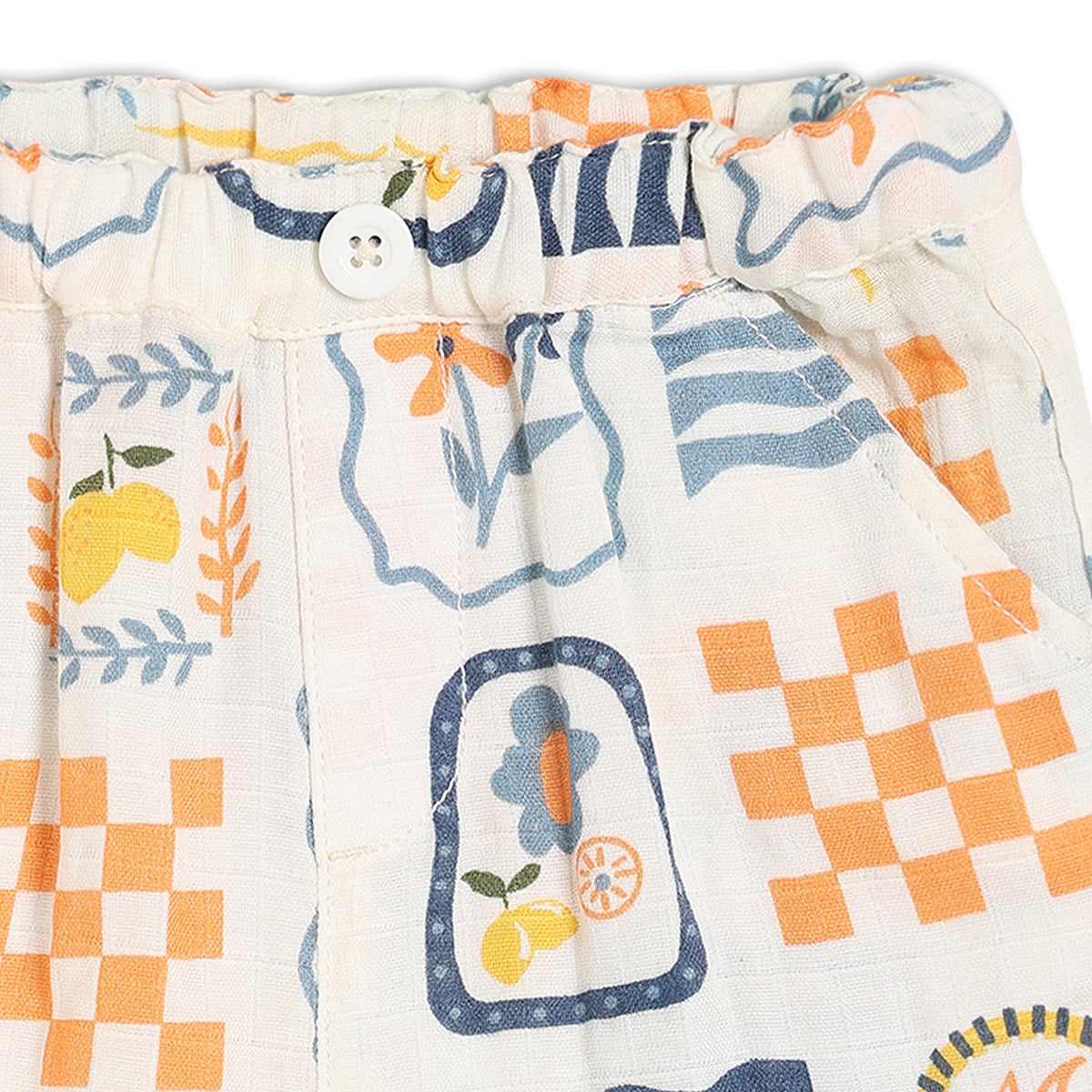 Baby Boys Cream Cotton Printed Shirt and Shorts Set Regular Fit Casual Wear