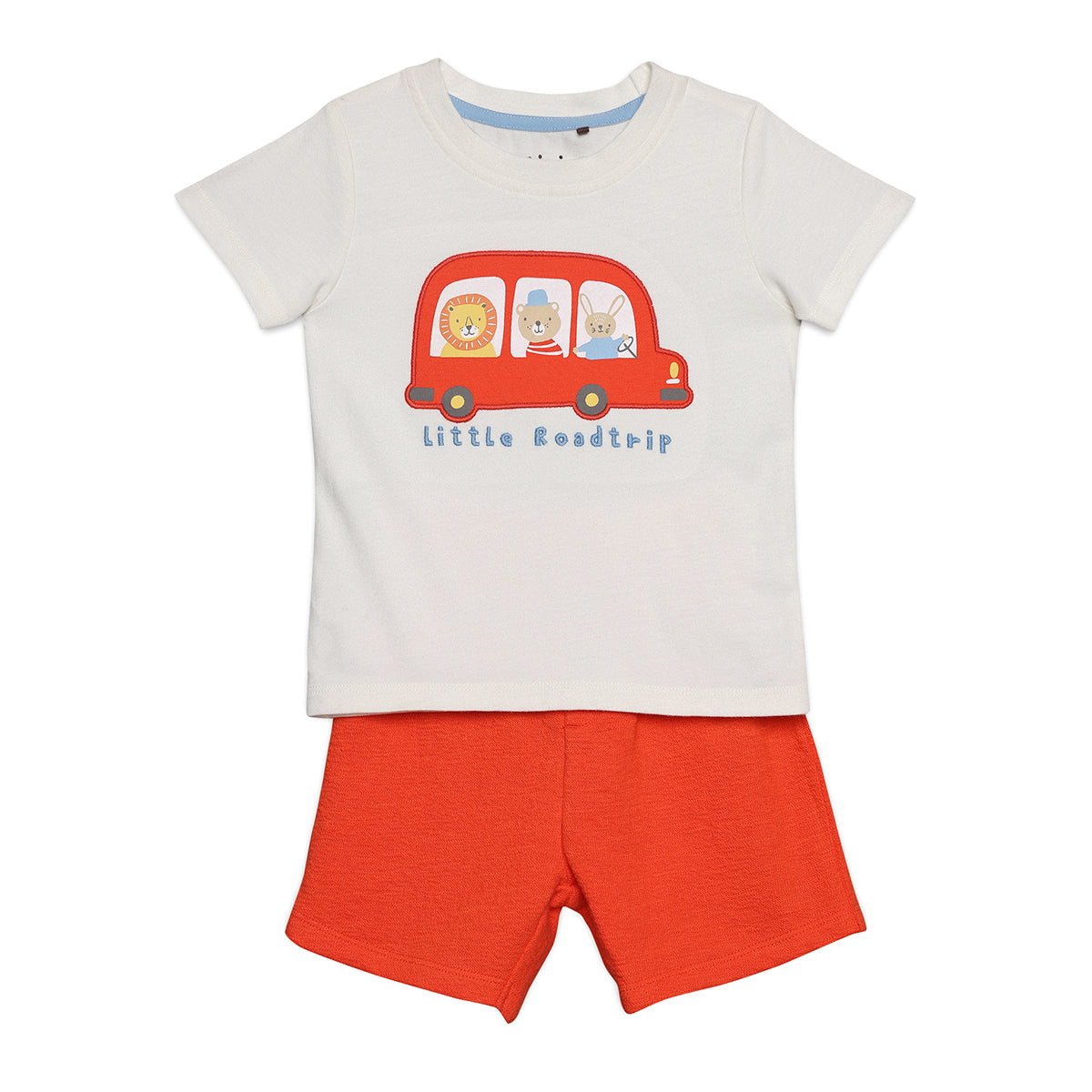 Baby Boys Little Roadtrip Print T-Shirt and Shorts Set, Red and White