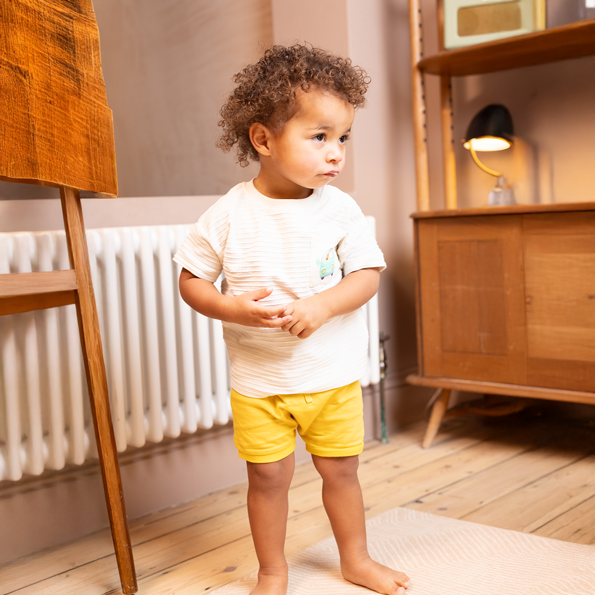 Baby Boys Lion Car Pocket T-Shirt and Shorts Set, Yellow