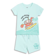 Baby Boys Crab Print T-Shirt and Shorts Set, Aqua Blue