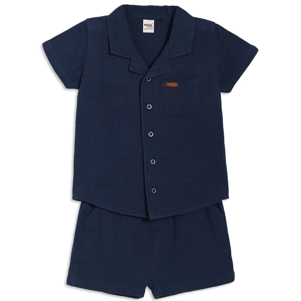 Baby Boys Solid Shirt and Shorts Set, Navy Blue