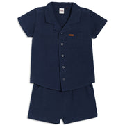 Baby Boys Solid Shirt and Shorts Set, Navy Blue